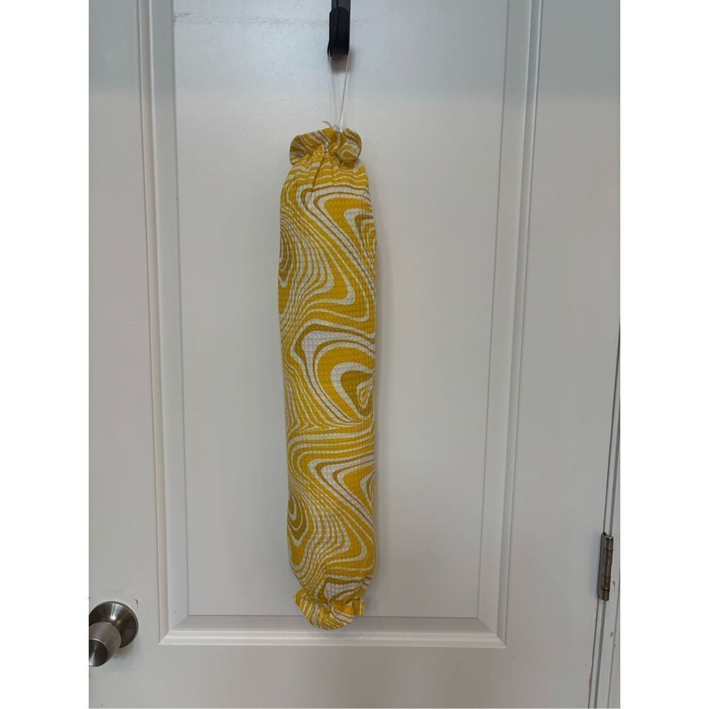 Handmade Plastic Bag Holder- Yellow Swirls